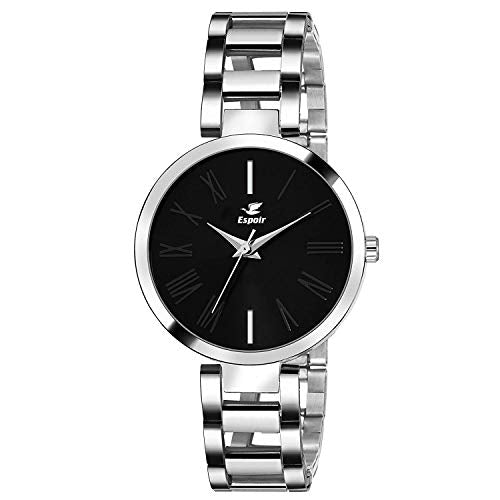 Espoir Analog Stainless Steel Black Dial Girl s and Women s Watch