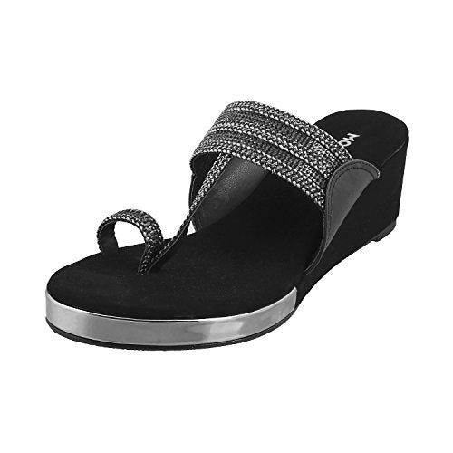 Mochi Women Black Synthetic Sandals (Size Euro37/Uk4) : : Fashion