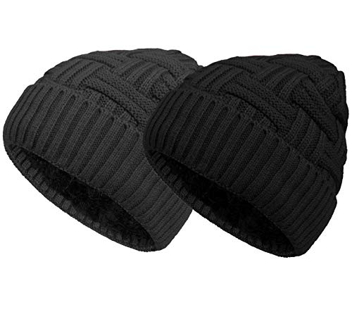 Loritta Men&Women Winter Knitting Skull Cap Wool Warm Slouchy Beanie Hat  Black one size at  Men's Clothing store