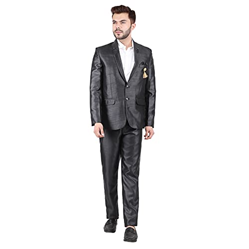 DesignerBin Men's Slim Fit 2-Piece Coat Suit Set, Color Black (Size-40)