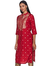 Load image into Gallery viewer, BIBA Women&#39;s Polyester Regular Shirt (Festive 17322_Cherry Red_L)
