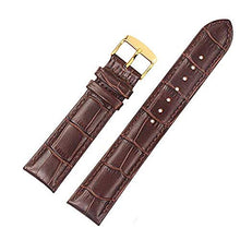 Load image into Gallery viewer, EwatchAccessories 20mm Brown Genuine Leather Watch Band Strap with Yellow Stainless Steel Buckle for Men and Women
