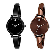Load image into Gallery viewer, Shocknshop Analogue Brown and Black Metal Bracelet Bangle Combo of 2 Watch for Women &amp; Girls -W246BR-BL
