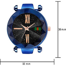 Load image into Gallery viewer, KU Luxury Mesh Digit Black Buckle Starry Sky Quartz Watches Mysterious Blue Analog Women Watch
