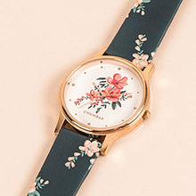 Load image into Gallery viewer, Teal By Chumbak Sunshine State Watch - Navy Blue - Watch for Women, Analog Strap Watch, Brass Dial, Ladies Wrist Watch, Casual Watch for Girls, Printed Strap
