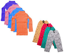 Load image into Gallery viewer, indi weaves Girl&#39;s Super Warm Woolen High Neck Skivvy/Sweater and Cotton Printed Payjamas (10110-0506070836013141516, Blue, Pink, Orange, Beige, Magenta, Green, White, 12-13 Years) Pack of 8
