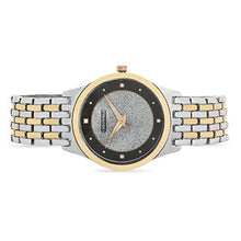 Load image into Gallery viewer, Chronikle Women&#39;s Metal Chain Wrist Watch with Diamond Studded Stones On Dial (Dial Color: Black,Silver | Band Color: Silver &amp; Gold)
