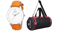 Evelyn Analogue Silver Dial Men's & Boy's Watch and Gym Bag Combo for Boy