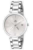 IIK Collection Round Dial Stainless Steel Bracelet Chain Analogue Day & Date Functioning Watch for Women and Girls