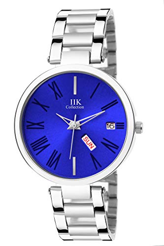 IIK Collection Round Dial Stainless Steel Bracelet Chain Analogue Day & Date Functioning Watch for Women and Girls