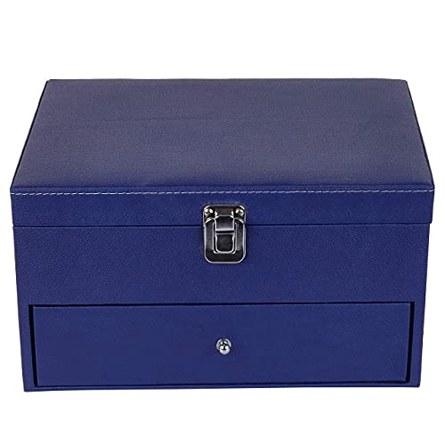 Faux leather Watch Box 16 Slots Both Small Large Dial Watches Fit Organizer Storage Boxes Case Men Women (Blue)