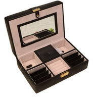Styleys Multi-Functional Jewelry Box with Mirror Attached Lid and Hidden Necklace Compartment (S11076 - Black)
