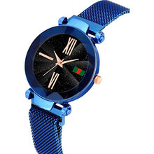 Load image into Gallery viewer, KU Luxury Mesh Digit Black Buckle Starry Sky Quartz Watches Mysterious Blue Analog Women Watch
