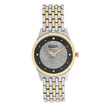Load image into Gallery viewer, Chronikle Women&#39;s Metal Chain Wrist Watch with Diamond Studded Stones On Dial (Dial Color: Black,Silver | Band Color: Silver &amp; Gold)
