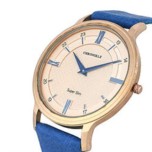 Load image into Gallery viewer, Chronikle Designer Analogue Golden Dial , Blue Band , Leather Strap Men&#39;s Wrist Watch

