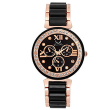 Load image into Gallery viewer, Grande Mode Diamond Studded Black Dial Analog Watch for Women
