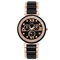 Grande Mode Diamond Studded Black Dial Analog Watch for Women