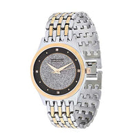 Chronikle Women's Metal Chain Wrist Watch with Diamond Studded Stones On Dial (Dial Color: Black,Silver | Band Color: Silver & Gold)