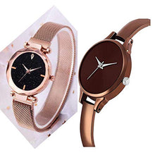 Load image into Gallery viewer, NEO VICTORY Analogue Round Copper Magnet &amp; Brown Round Women&#39;s Watch Combo
