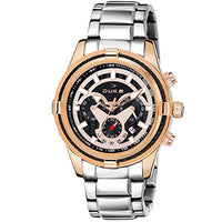 Duke Chronograph Mens Watch, Scratch and Water-Resistant Timepiece with Push Button Clasp and Stylish Stainless-Steel Strap for Everyday Use(Rose Gold Dial)
