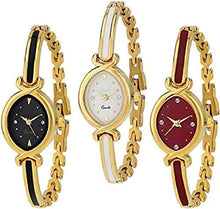 Load image into Gallery viewer, KU Pack 3 Multi Dial Multi-Colour Metal Strap Analog Watch

