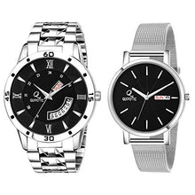 Load image into Gallery viewer, Royal Black Day &amp; Date Wrist Watch - for Couple
