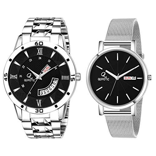 Royal Black Day & Date Wrist Watch - for Couple
