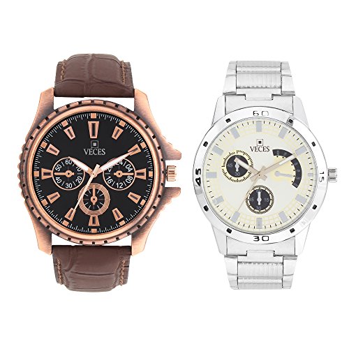 Veces Combo of 2 Analogue Multicolor Dial Mens Watches-Combo S001 S006