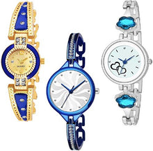 Load image into Gallery viewer, KU New Multi DIAL-Flower Metal Strap 3 Watch Combo for Women Analog Watch
