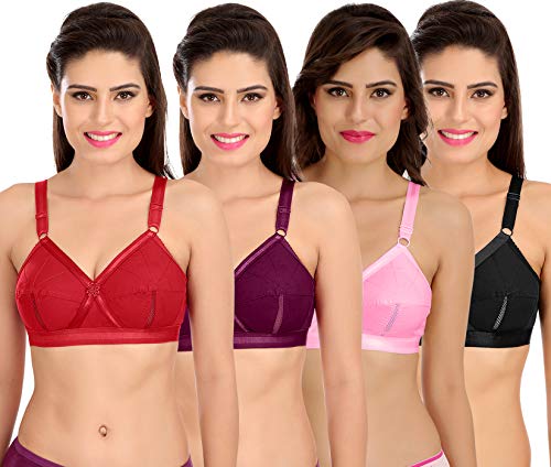 Buy SONA Women's Cotton Perfecto Full Coverage Pink Non Padded Bra