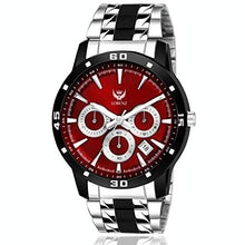 Load image into Gallery viewer, Lorenz Men&#39;s Two Tone Chain &amp; Red Dial Analogue Watch
