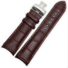 Load image into Gallery viewer, EwatchAccessories 24mm Brown Curved Leather Watch Strap Fits Curvedend Watches With Buckle
