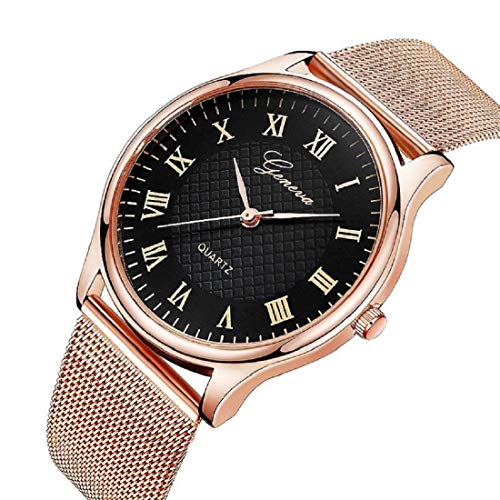 Geneva Platinum Analogue Women s Watch Black Dial Rose Gold